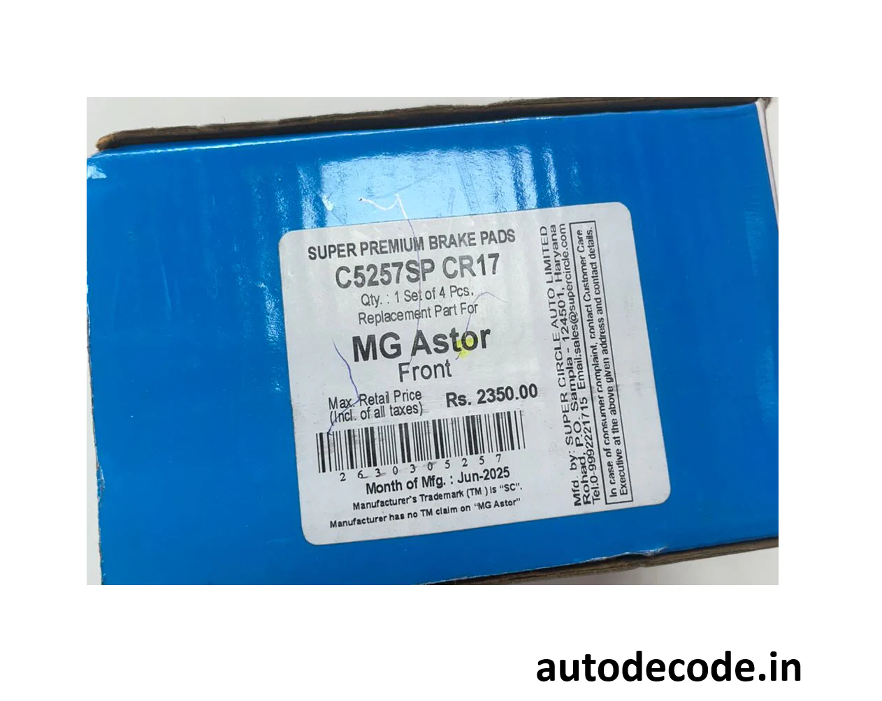 MG Astor Front Brake Pads – Super Circle (Super Premium ) - Image 2