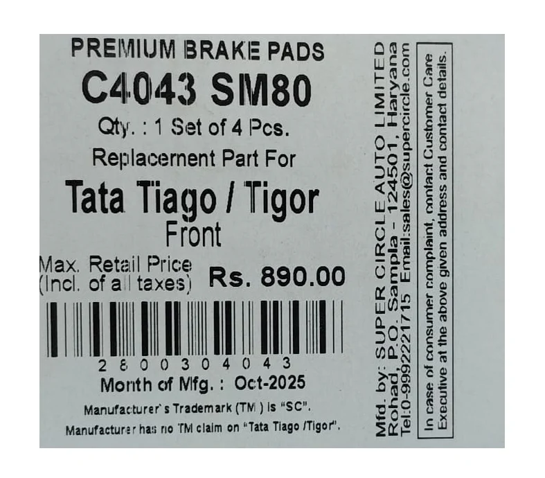 Tata Tiago / Tigor Front Brake Pads – Super Circle - Image 4